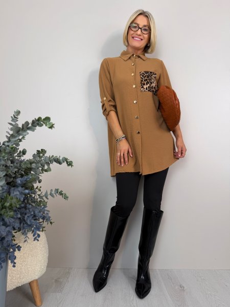 Košeľa leopardie vrecko 8905/26